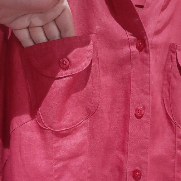 Edward...Woman Irish Linen Top Red Size 2XL - Picture 6 of 7